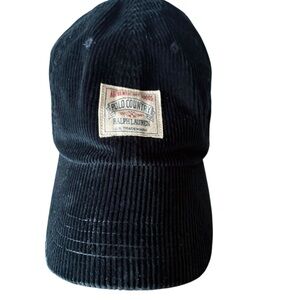 Polo Ralph Lauren Black Corduroy Long Bill Polo Country Cap Hat Rare NWT